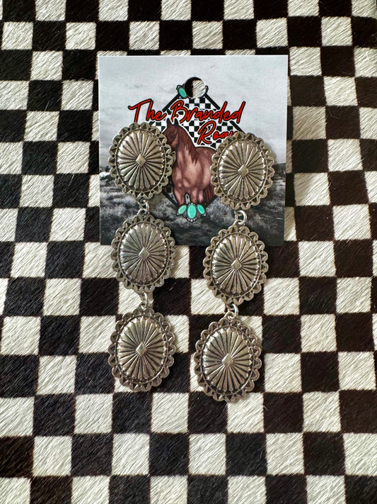 The Branded Roan - Triple Concho Earring