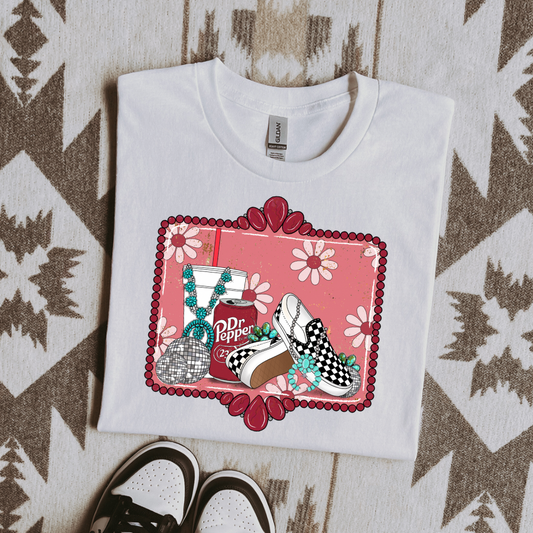 The Branded Roan - Dr Pepper & Turquoise Border Tee