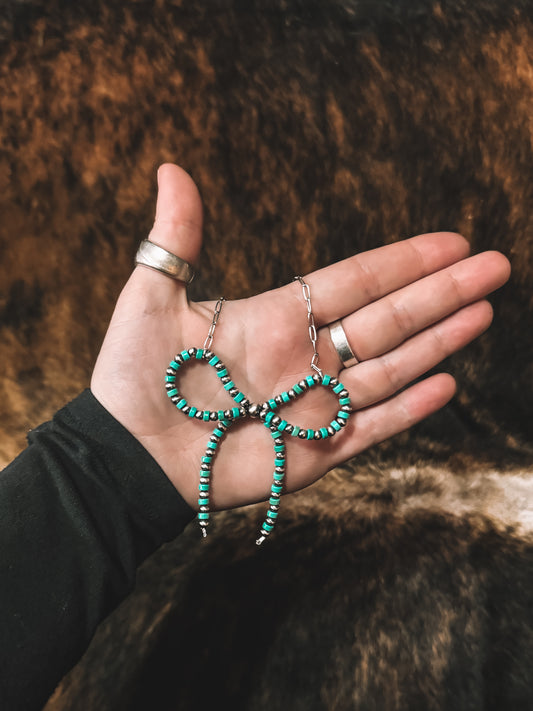 The Branded Roan - Rondelle Turquoise and Navajo Pearl Bow Necklace