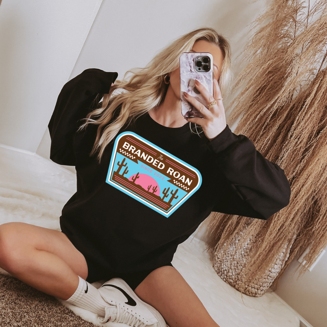 The Branded Roan - Pink & Turquoise Retro Graphic Crewneck