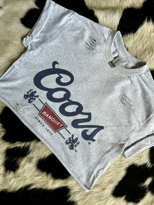 The Branded Roan - Coors Banquet Distressed Cropped Tee