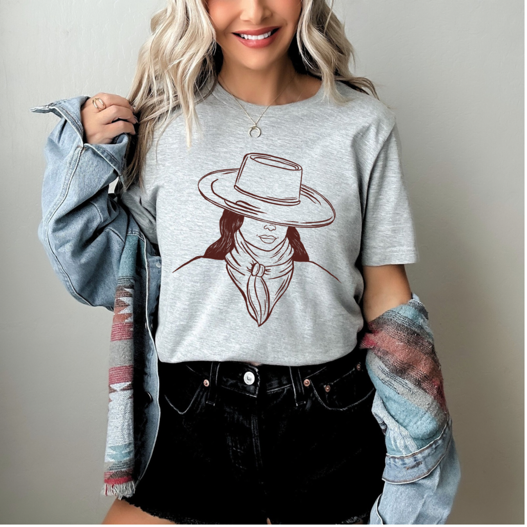 The Branded Roan - Cowgirl Maroon Outline Tee