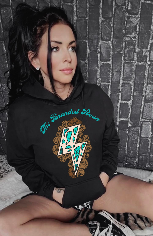 The Branded Roan - Tooled Lighting Bolt Hoodie