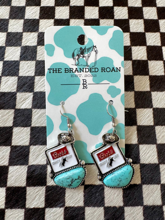 The Branded Roan - Coors Bullrider Earrings