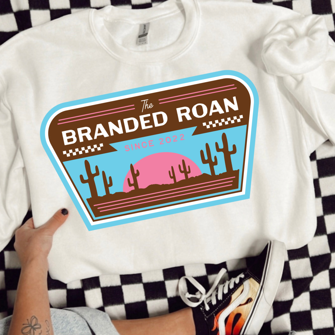 The Branded Roan - Pink & Turquoise Retro Graphic Crewneck