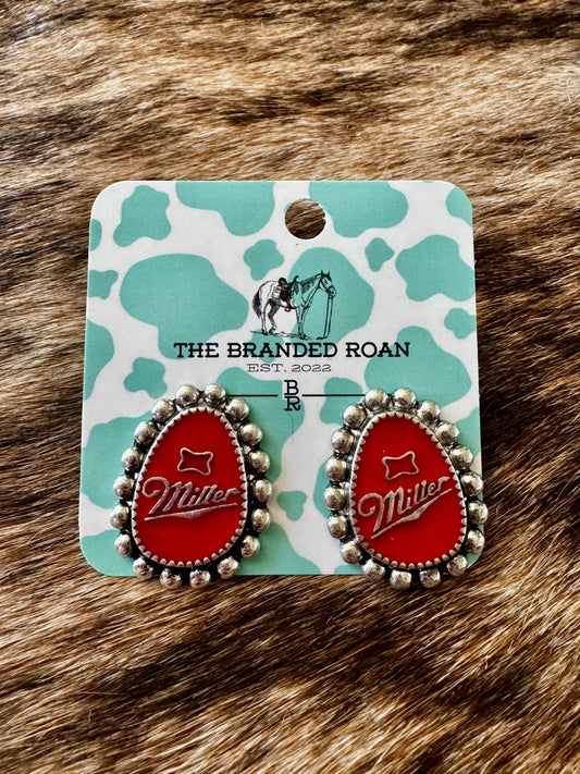 The Branded Roan - Miller Beer Earrings