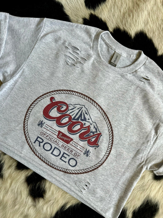 The Branded Roan - Coors Rodeo Distressed Cropped Tee