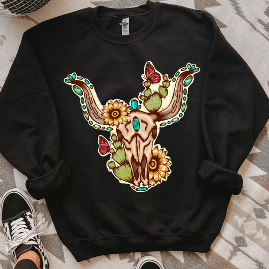 The Branded Roan - Cactus & Sunflower Longhorn Crewneck