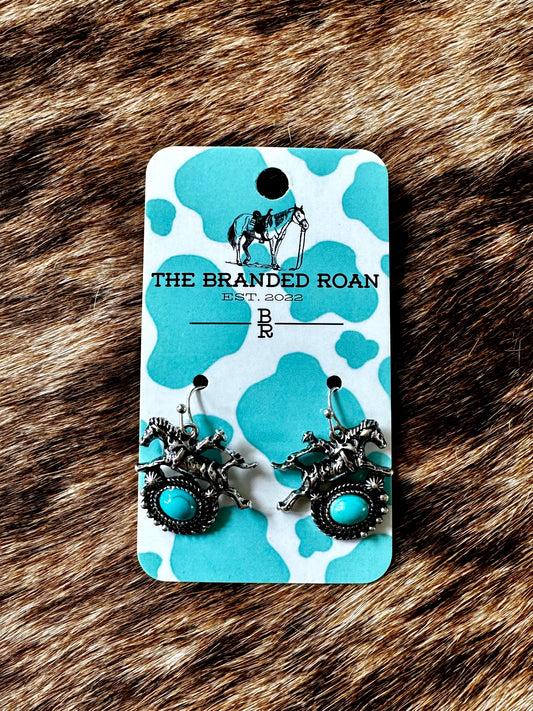 The Branded Roan - Bronc Rider Dangle Earrings