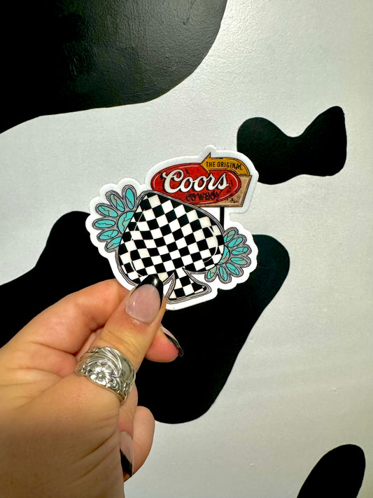 The Branded Roan - Coors Checkered Spade Sticker