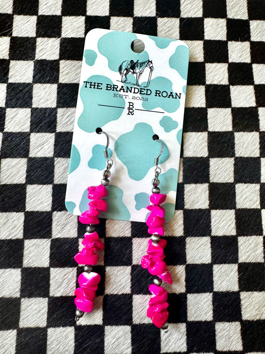 The Branded Roan - Hot Pink Chip Earrings