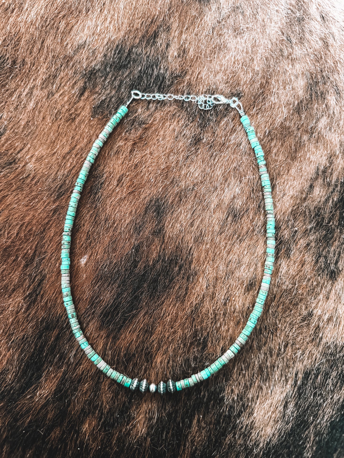 The Bijoux Fab - Green Blue Heishi W/ Navajo Pearls