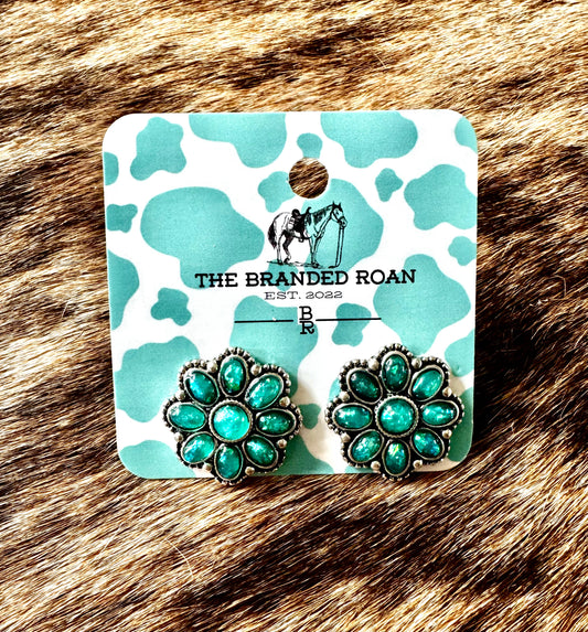 The Branded Roan - Blue Opal Stud Earrings