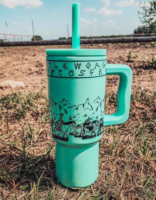 Turquoise Cattle Drive Tumbler