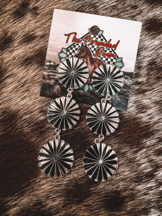 The Branded Roan - Triple Concho Earrings