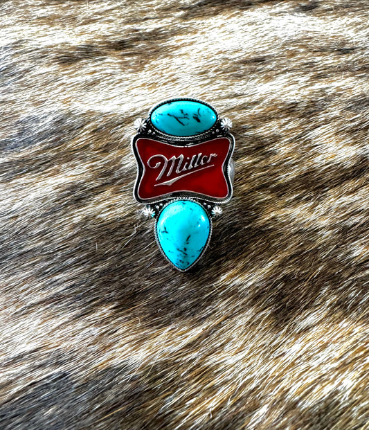 The Branded Roan - Miller Beer & Turquoise Ring