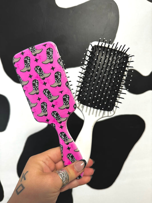 The Branded Roan - Pink Boot Hair Brush