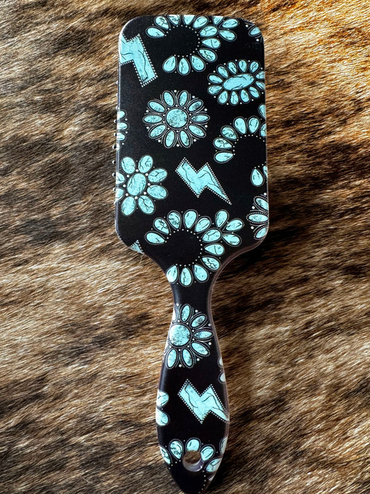 The Branded Roan - Punchy Turquoise Hair Brush