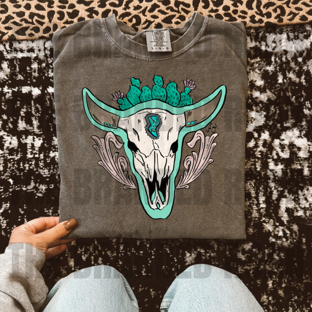 Turquoise Long Horn Tee