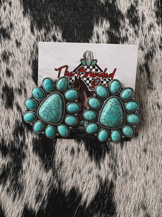 The Branded Roan - Turquoise Cluster Earrings