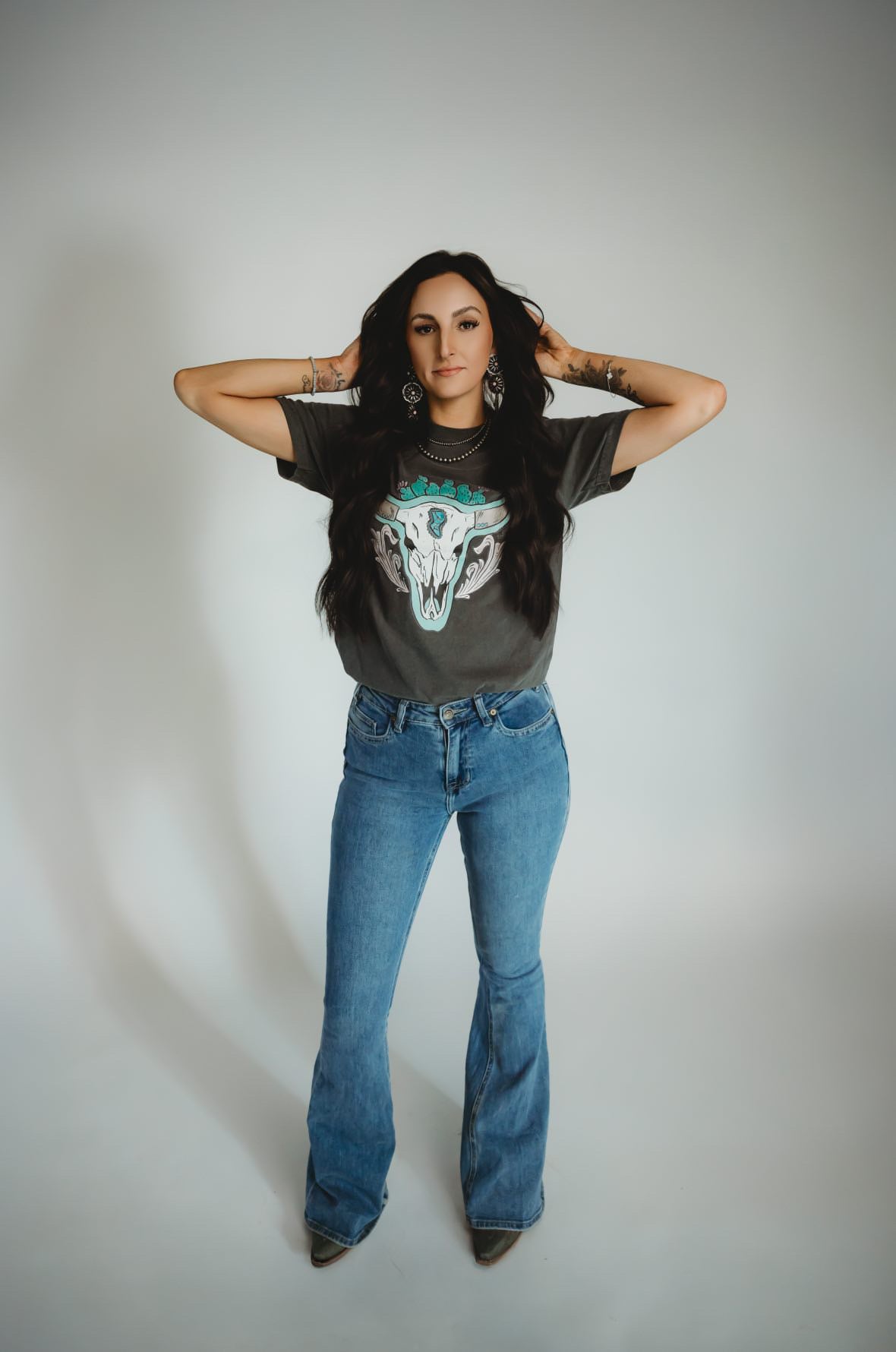 Turquoise Long Horn Tee