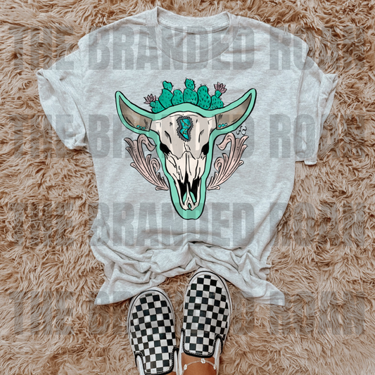 Turquoise Long Horn Tee