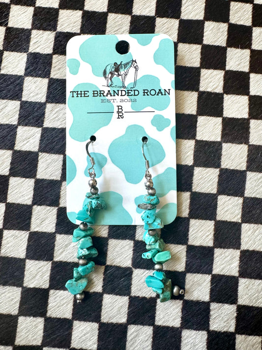 The Branded Roan - Turquoise Chip Earrings