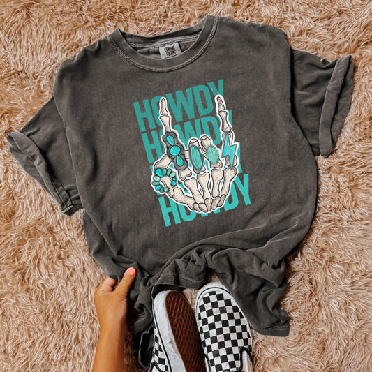 The Branded Roan - Turquoise Howdy Tee