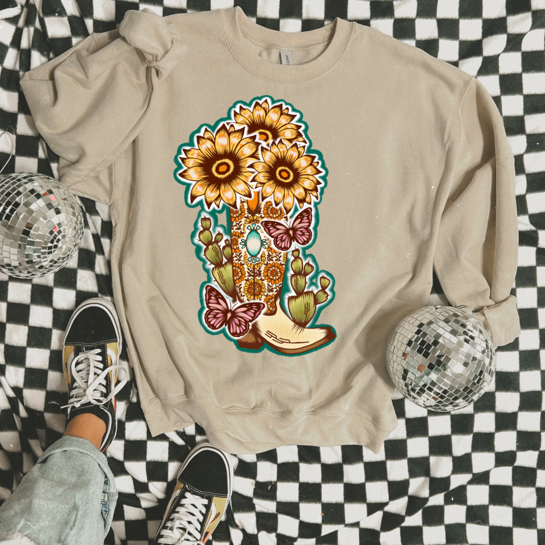 The Branded Roan - Sunflower Boot Crewneck