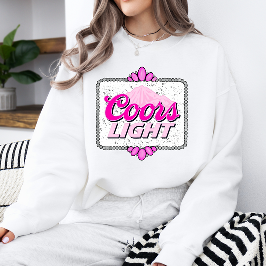 The Branded Roan - Pink Coors and White Crewneck