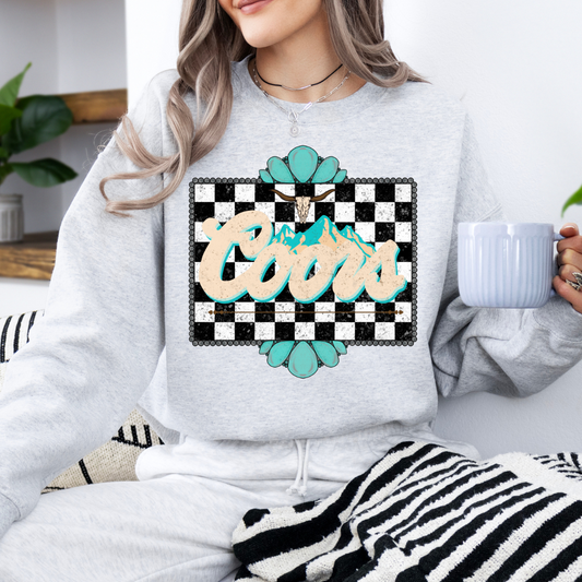 The Branded Roan - Coors Checkered Logo Crewneck