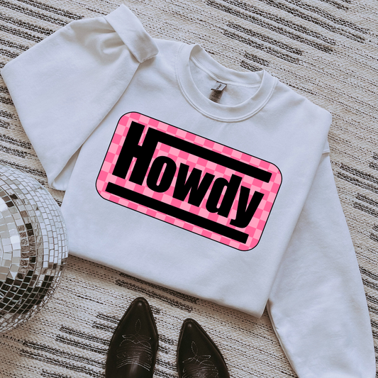 The Branded Roan - Checkered Print Howdy Crewneck